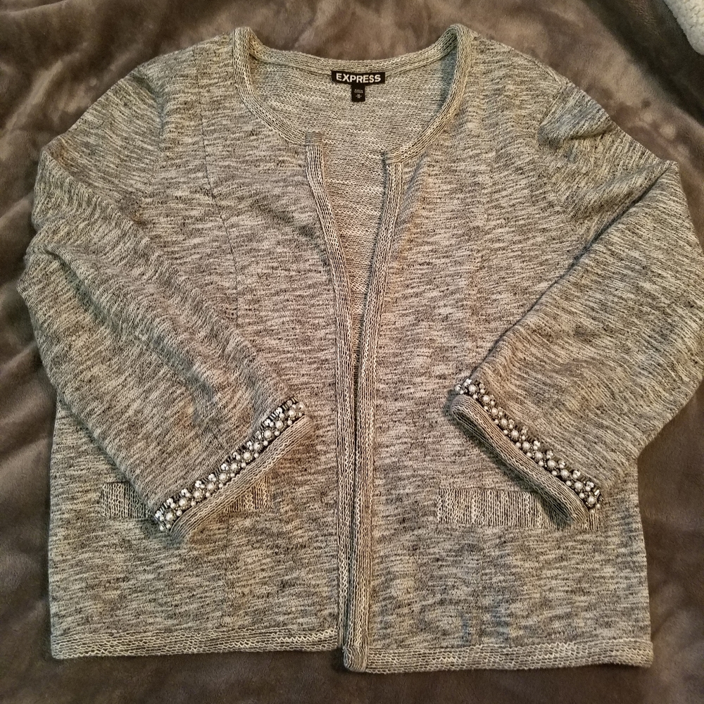 Express cardigan with fancy beading on the sleeves